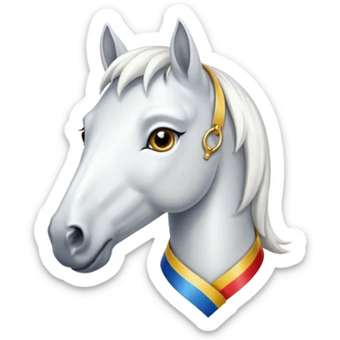 white horse’s face with winning thing sticker