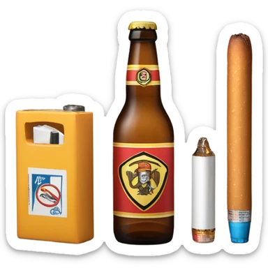 beer cigs and guns sticker