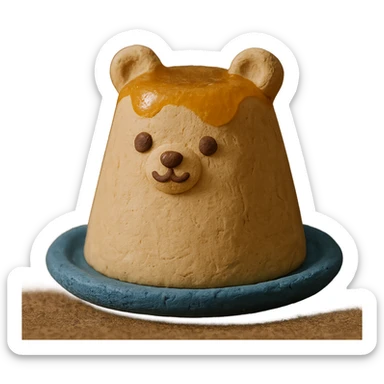 cute bear-shaped pudding, claymation style sticker