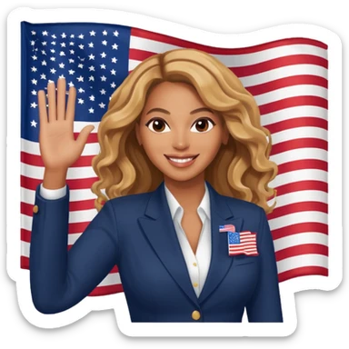 Beyonce with waving american flag sticker