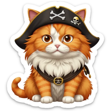 cat full body sitting next to a pirate with one eye patch sticker