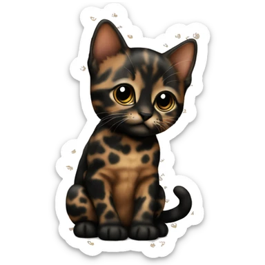mostly black, tortoise shell pattern kitten sticker
