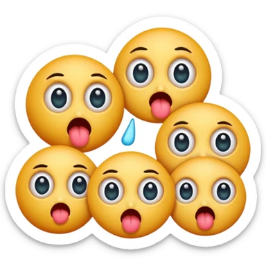 A group of germs all with their tongues out abd big eyes blushing sticker