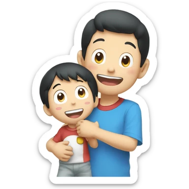 nobita smiling with doremon sticker