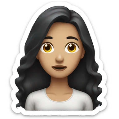 Women with dark long hair exhausted  sticker