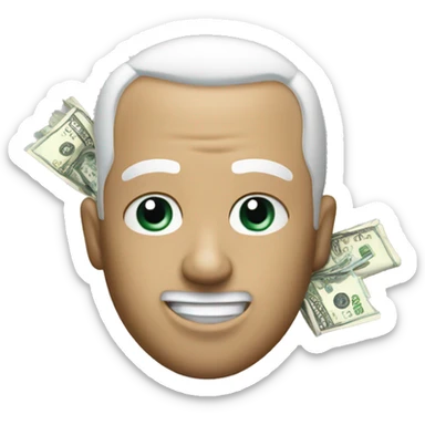 White teeager take in hand money and shake this money sticker