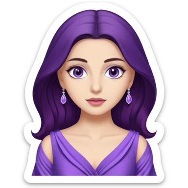 Hande Erçel as a character from game of thrones with lilac eyes and a purple dress. sticker