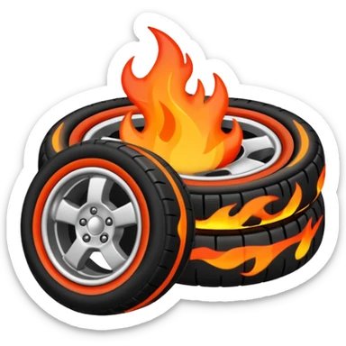 more flames small tires sticker