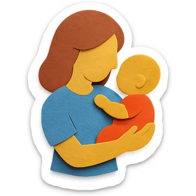 paper craft style mother with child sticker