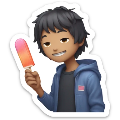 Sunny from the game omori holding a popsicle sticker