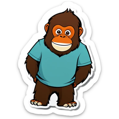 Orangutan wearing t shirt  sticker