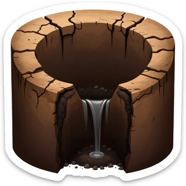 A deep hole in the ground, symbolizing a gap or depression sticker