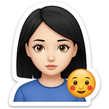 chica con pelo  negro y media melena y ojos  oscuros sticker