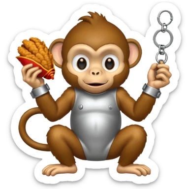monkey eating fried chicken in handcuffs sticker