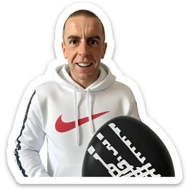 smiling boy in white hoodie sticker