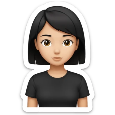 a pretty bratz girl with straight black short hair wearing a black tshirt , tan girl. waist up sticker