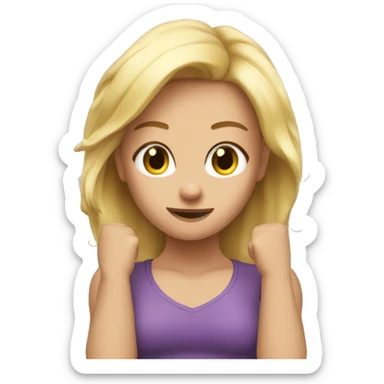 girl flexing arms change to blonde hair ble eye girl sticker