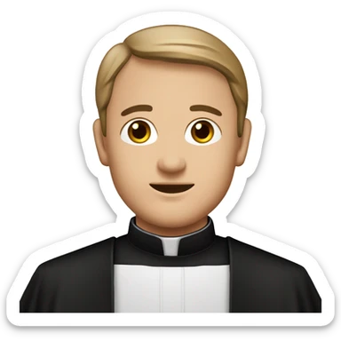 iPhone emoji style Catholic priest wearing a cassock and Biretta. For the background use #e4dbcc sticker
