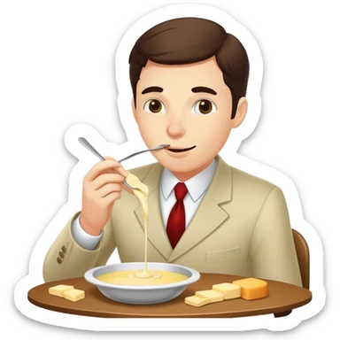 Bank manager eating Fondue sticker
