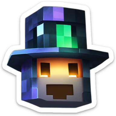 Pixel Minecraft Fedora Halloween Head Diamond Obsidian Emerald Flame Shiny Glow Reward Legendary Unique Epic Mystery sticker