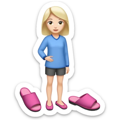 woman model standing on foot with slippers sticker