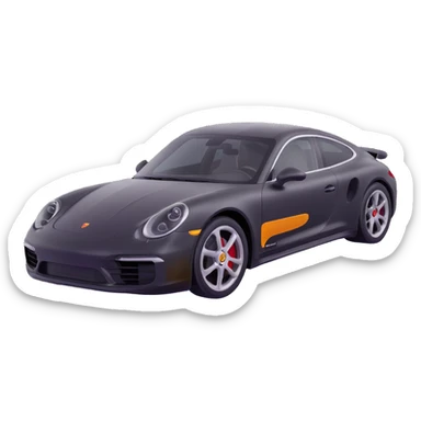 Porsche luxury car with a visible dent from a crash, dent repair tools like a lever and small hammer, elegant and modern sticker