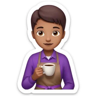Create 3D minimalist emoji in the style of Coffee Lover — a coffee shop and roastery brand.
Style: cozy, warm.
Colors — purple-pink range.
barista with coffee
on the form it says "Coffee Lover" sticker