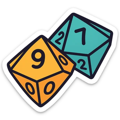 pair of ten-sided dice (d10) sticker