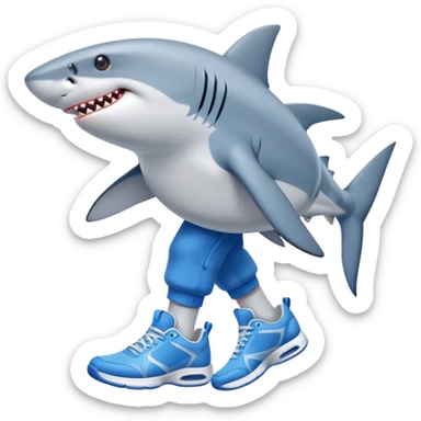 Shark with blue tennis shoes  sticker