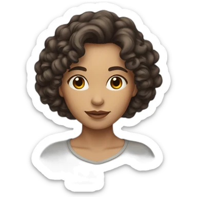 woman with curly dark brown hair shoulder length sticker