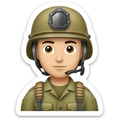 soldier with military gear and helmet sticker