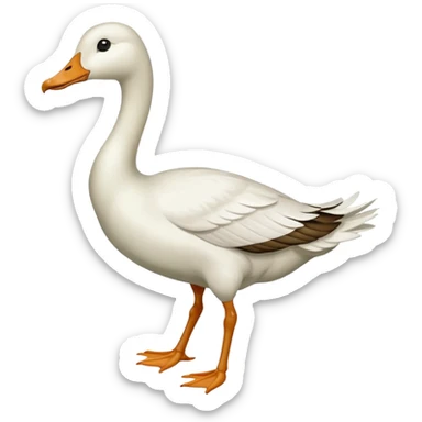 Emoji of a running goose with a very long neck and two legs. 🪿 is the reference. The goose looks like a white goose dyed green (#39C700), with neck, body, and wings all in that green color, not a duck. sticker