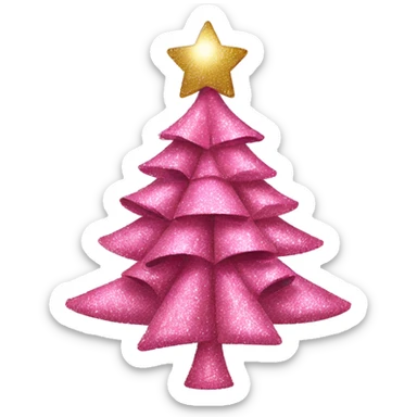 Pink glitter Christmas tree with multiple glitter ribbons  sticker