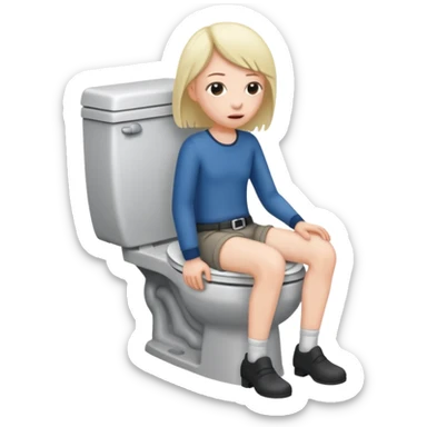 Pooping on a toilet with pants down  sticker