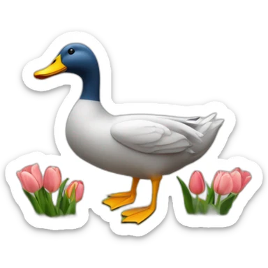 Canard avec une tulipe dans le bec sticker