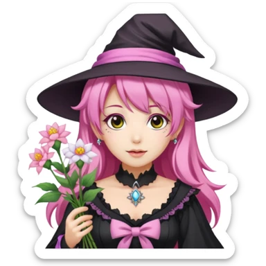 Pink Hime Gyaru Witch Flower Girl sticker