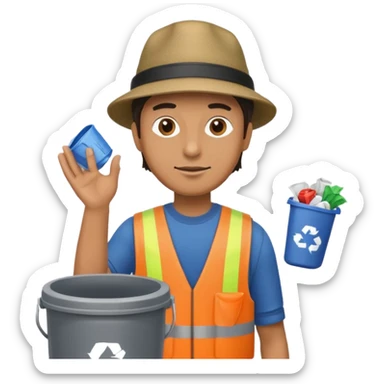 full side body man put the trash in can sticker