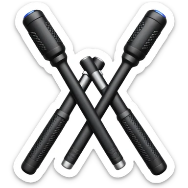 two police batons with handles forming an L sticker