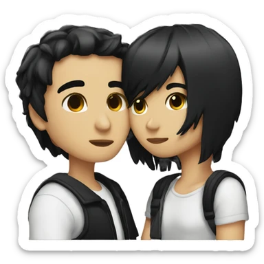 Black haired emo couple kissing  sticker