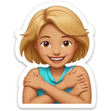 Gurl crossed arms around neck and laughing sticker
