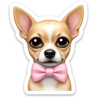 Tan chihuahua with black nose and baby pink bow sticker