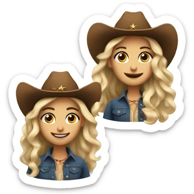Noelle wearing cowboy hat sticker
