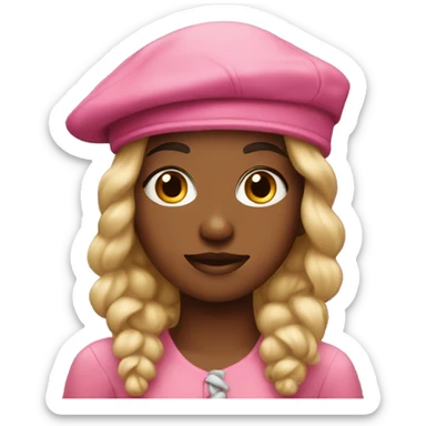 girl artist in a pink beret sticker