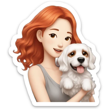 Red-haired K-pop singer with dog ggmaltese sticker