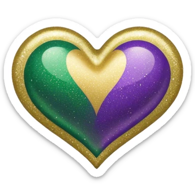 Gold, purple and green glitter ombré Mardi Gras heart sticker