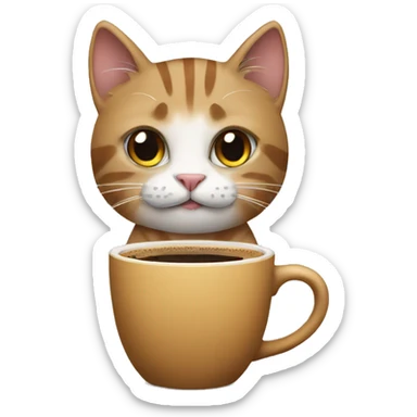 Cat with coffee sticker