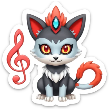Colorful Meloetta-Litten-Darkrai-Pokémon-Fakémon-fusion-hybrid-creature sticker
