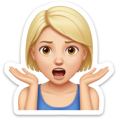 Girl with arms around her neck yelling sticker