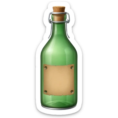 green old  glass bottle with a rolled  paper inside  like in movie  sticker