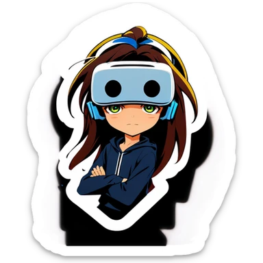 Anime style boy with long hair who plays vR  sticker
